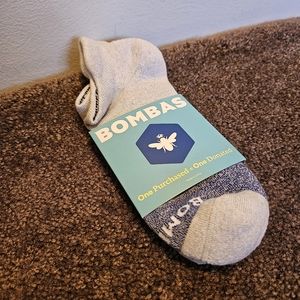 Bombas Women's Tri-Block Ankle Socks Light Grey Heather & Royal Size Medium